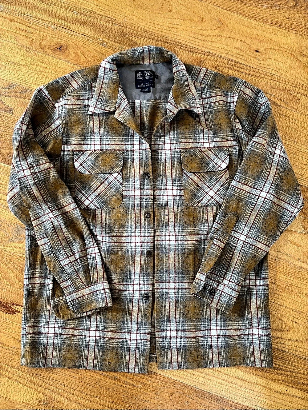 Pendleton The Original Board Shirt Plaid Brown & Red Size Large